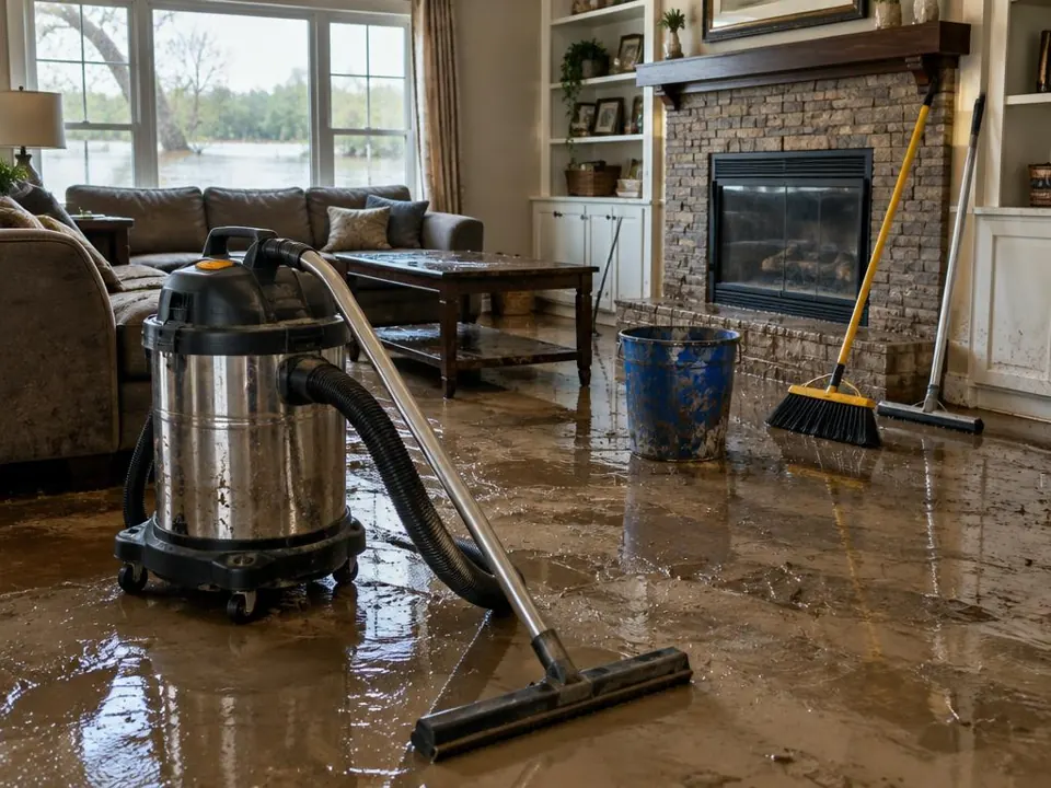 Flood Damage Cleanup service example in a residential setting